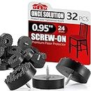 Screw-On Rubber Feet for Furniture - 32PCS Floor Protector for Chair Leg - 0.95" Sturdy Feet for Cutting Board Non Slip - Black Furniture Pad for Hardwood Floor - Durable Furniture Rubber Bumper