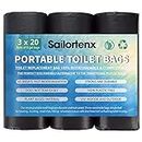 Sailortenx 60 Count 8 Gallon Biodegradable Compostable Portable Toilet Bags, 100% Plant-Based, No Leaks, Disposable, Perfect for Camping, Hiking, Boating, Hunting