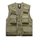 Men's Fishing Vest Multi-Pocket Hunting Photography Quick Dry Waistcoat Jackets (AU, Alpha, 3X-Large, Regular, Regular, Green)