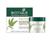 Biotique Wheat Germ Anti- Ageing Night Cream | Reduces Fine Lines | Lightens dark Spots | 100% Botanical Extracts | Suitable for All Skin Types | 50g
