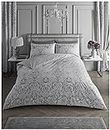 GC GAVENO CAVAILIA Luxurious Antoninette Bed Set with Duvet Cover And Pillow Cases, Polyester-Cotton, [ Single-Grey Copripiumino, Poliestere, Grigio, Singolo