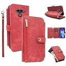 Compatible with LG V40 ThinQ Wallet Case Flip Credit Card Holder Cell Phone Cover for Folio Purse Lanyard Wrist Strap Rugged Slot Mobile LGV40 Storm V 40 Thin Q V40ThinQ LG40 40V 40ThinQ Women Red