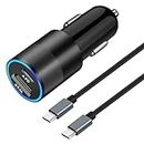 USB C Fast Car Charger, Power Charging Adapter 20W PD 3.0 Rapid Cigarette Lighter for iPhone 15/Pro/Pro Max/Plus, iPad Pro 2022/Air 5/Mini 6, Galaxy S24 Ultra, Pixel 8+3ft Type C Cable Cord