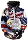 Keasmto 3D Printed American USA Flag Eagle Hoodie Pullover Sweatshirt Cool Hoodies for Men Women 03 M