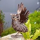 Nacome Garden Owl Statue for Yard Art : Metal Outdoor Sculptures for Clearance Lawn Decor for Patio/Balcony/Front/Outside Decorations– Garden Gifts for Dad Mom Women Grandma