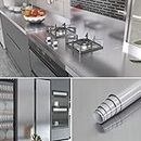SIA VENDORS Glossy Silver Stainless Contact Paper Peel and Stick Brushed Metal Look Wallpaper for Kitchen Cabinet Countertop Dishwasher Appliances Fridge Cover (12'X 24'Inch, Stainless Silver Brush)