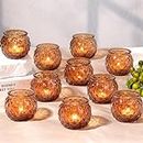 DARJEN Amber Votive Candle Holders Set of 24- Round Glass Candle Holders Bulk for Table Centerpiece, Tea Lights Candle Holders for Home & Vintage Wedding Decorations