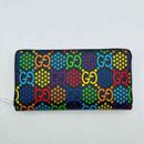 Gucci Accessories | Gucci Unisex Black/Rainbow Supreme Gg Leather Psychedelic Zip Around Wallet | Color: White | Size: Os
