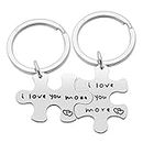 2pcs Couple Key Chain Set Valentine GiftsI Love More,I Love You Most - Puzzle Stainless Steel
