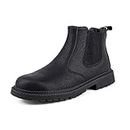 CJSPORX Zapatos para Hombre de Trabajo Anti-Skid Safety Shoes Leather Waterproof Work Shoes Black Size 7.5