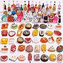 100 Piezas Juguetes de Bebida Comida, Juguetes de Comida de Plástico para Niños, en Miniatura Alimentos, Accesorios de Cocina de Juego de simulación, para Niños Adultos (Estilos Aleatorios)