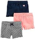 Simple Joys by Carter's Baby Girls' Toddler 3-Pack Knit Shorts, Pink.Gray, Navy, 5T
