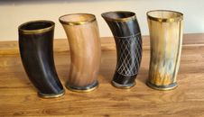 Set of 4 Odin's Viking Horns Drinking Mugs - approx. 6inch tall