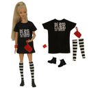 Black Fashion Clothes Set for 11.5" Doll Outfits 1/6 Accessories T-shirt Dress