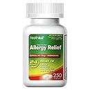 HealthA2Z® Allergy Relief | Cetirizine 10mg | All Day Allergy Relief | Indoor & Outdoor | Relief from Itchy Throat, Sneezing, Runny Noses (250 Count (Pack of 1))