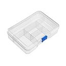 sourcing map Component Storage Box - PP Fixed 5 Grids Electronic Component Containers Tool Boxes Clear White 143x100x33mm