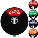 Aoliandatong Privacy Sign, Do Not Disturb Sign, Out of Office Sign, Please Knock Sign, in a Meeting Sign, Office Sign, Conference Sign for Offices, 5 Inch, Black
