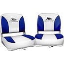 Seamanship Boat Seats, Set of 2 Folding Seat Swivel Chair Floor Chairs Marine Seating Fishing Outdoor Accessories, XL Backrest All Weather Conditions Stainless Steel White