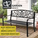 Gardeon Garden Bench Seat Steel Outdoor Furniture Patio Park Lounge Chair Black
