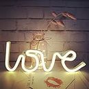 Neon Love Signs Licht, LED Love Art Dekoratives, Wanddekoration für Hochzeit, Party, Kinderzimmer, Wohnzimmer, Haus, Bar, Kneipe, Hotel(Warmweiß)
