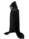 UreeUine Unisex Adult Velvet Hooded Cloak Halloween Role Play Cape Costume Black Large