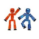 Zing StikBot Dual Pack - Includes 2 StikBots - Collectible Action Figures and Accessories, Stop Motion Animation, Ages 4 and Up (Red Orange+Metal Blue)