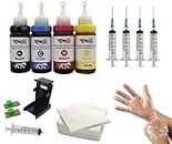 KOSH Refill Ink Kit for HP DeskJet Plus IA 6075 All in One Ink Advantage Printer Cartridges 100 ML Each Bottle. 4 Syringe, 2 Hand Glove, 1 Ink Suction Tools, 2 Tissue Sets
