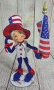 Annalee Dolls Felt Patriotic Elf Doll Red White Blue 8" 2016 New With Tags