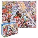 LELEMON Puzzles for Kids Ages 4-8,Fire Fighting 100 Piece Puzzles for Kids,Educational Kids Puzzles Jigsaw Puzzles in a Metal Box,Children 100 Piece Puzzle Games Puzzle Toys for Girls and Boys