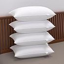 MY ARMOR Height Adjustabe Microfiber Bed Pillows Set of 4 for Sleeping Without Cover, 26x17 Inches, White