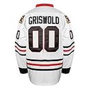 Herren Clark Griswold Jersey #00 X-Mas Weihnachten Urlaub Film Eishockey Trikots genäht S-XXXL - Weiß - Groß