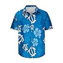 Hawaiian Shirt for Men Floral Printed Casual Button Down Summer Regular Fit Short Sleeve Tropical Vacation Beach Tops A-Blue