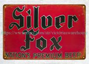 AÑOS 1940 SILVER FOX Nación CERVEZA PREMIUM OKLAHOMA CITY OK letrero de metal estaño