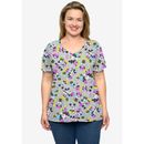 Plus Size Women's Minnie Mickey Mouse Love V-Neck T-Shirt All-Over Print Gray by Disney in Grey (Size 4X (26-28))