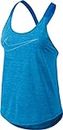 Nike Elastika de la Mujer Keyhole VNR Tank Tops, Mujer, Color Azul, tamaño Large