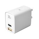 Muvtech Dual Port Fast Charging PD-33W USB-C & USB A QC.3.0 Charging Power Adapter, Type C Wall Charger, Fast Charger Compatible with iPhone, Samsung Devices, Android Smartphones (White)