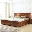 T.G. FURNITURE Solid Sheesham Wood King Size Bed With Box Storage For Bedroom Living Room Home Wooden Palang King Size Double Box Bed (Honey Finish) | 1 Year Warranty