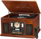 Victrola 8-in-1 Bluetooth Record Player & Multimedia Center, Mahogany 