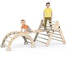 Baoniu Triangle Climbing Toys, Foldable Ladder Toys with Ramp for Sliding or Climbing, Set of 3 Wooden Safety Sturdy Kids Play Gym, Indoor Outdoor Playground Toddlers