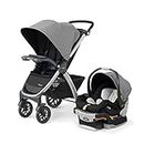 Chicco Bravo 3-in-1 Trio Travel System, Bravo Quick-Fold Stroller with KeyFit 30 Infant Car Seat and Base, Car Seat and Stroller Combo, Camden/Black & Grey