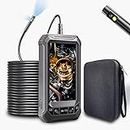 Dual Lens 5 Inch IPS Screen Endoscope, CIMELR HD Industrial Borescope Inspection Camera Waterproof Sewer Snake Camera, 7 LED Lights, 32GB Card, 3 Tools, Carrying Bag, Flexible Cable-33FT