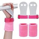 Abeillo 2 Gymnastics Grips Wristbands Sets for Girls Youth Kids, Pink Gymnastic Hand Grips Gymnastic Bar Palm Protection and Wrist Support Sports Accessories for Kids Workout and Exercise (S)