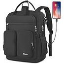 Mancro Laptop Backpacks 17.3 Inch Backpack with USB Charging Port Large Travel Backpacks for Women Gifts Daypack Laptop Backpacks Teacher Backpacks, Black, Black, 17.3 inch, Travel Backpacks