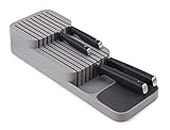 DRIZA Expandable Kitchen Knife Holder, Drawer Organizer with 2-Tier Knife Holder, Utensil Holder| Adjustable Cutlery Tray, Kitchen Accessories Holder (39.5 x 13 x 4 Cm) | Grey