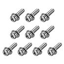 uxcell M4 x 20mm Stainless Steel Phillips Pan Head Machine Screws Bolts Combine with Spring Washer and Plain Washers 10pcs