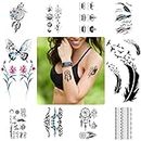 Temporary Tattoo Stickers for Women,Fake Tattoos Waterproof Body Art Arm Sketch Tattoo Stickers dream catcher peacock feather Words flower 3D Realistic Tatoo Stickers for Women and men (10 Sheets)