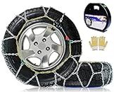 Snow-Chains Auto Fixing 1 Min Quick Installation Tire-Chains, Portable Reusable Universal Emergency Tire Traction Chain for Passenger Car, Pickup Trucks and SUV - Set of 2