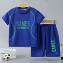 Boy's Quick-drying Outfit 2pcs, Games Sports Print T-shirt & Shorts Set, Kid's Clothes For Summer