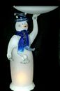Midwest of Cannon Falls White Frosted Lighted Snowman Butler Candy Dish Holder  