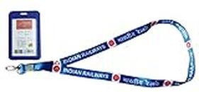 Click Whiz Indian Railway's Lanyards/Ribbons for ID Card with Free Vertical Aitachi Holder for Official Use. Blue